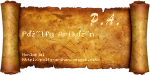 Pálfy Arikán névjegykártya